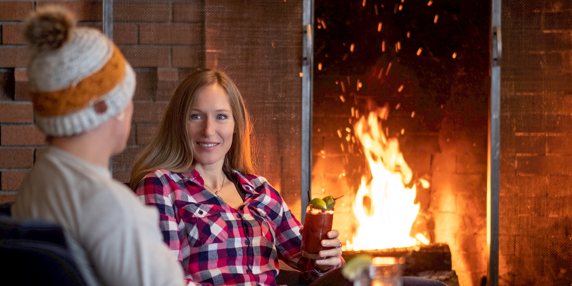 The Waypoint Restaurant and Bar. Fireplace seating. Cocktails.